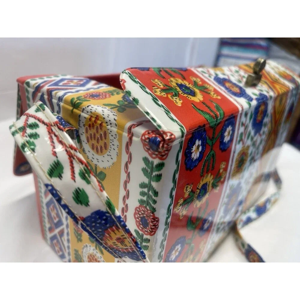 Vintage Boho Large Diaper Bag Patterned Box Retro Multicolor Crossbody Tote